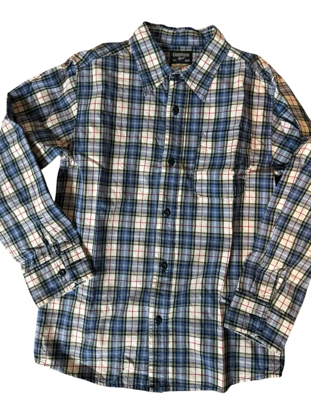 😎OshKosh B'gosh Boys Kids Plaid Fall Casual Button Down Cotton Shirts | 8